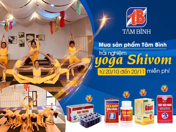 Mua sản phẩm Tâm Bình trải nghiệm yoga shivom miễn phí