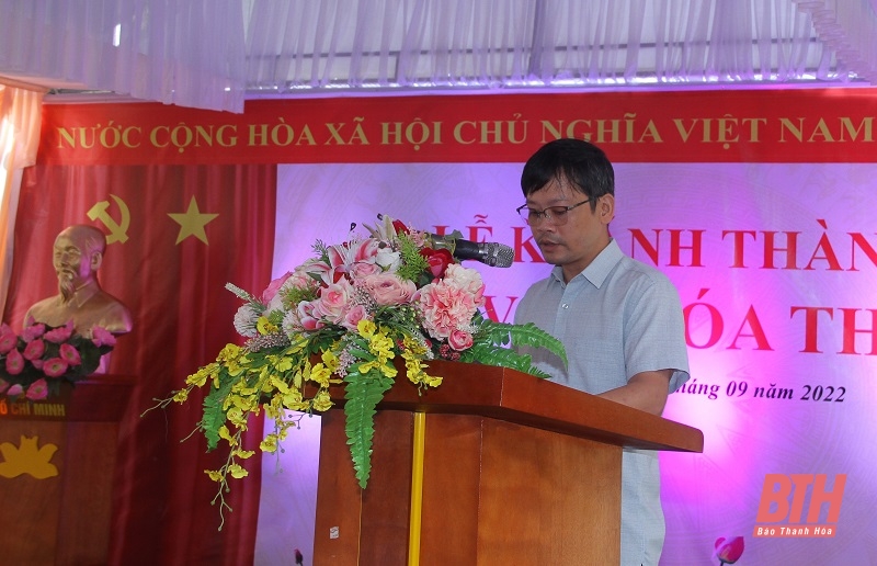 Phát biểu tri ân gia tộc Bà Giằng và cá nhân dược sĩ Lê Thị Bình, các tổ chức, cá nhân đã hỗ trợ kinh phí xây dựng nhà văn hóa
